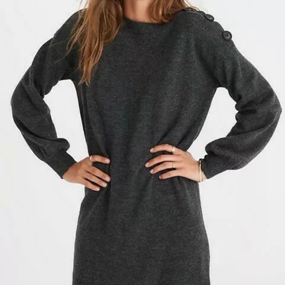 Madewell boatneck button wool sweater dress - Picture 1 of 8